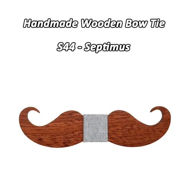 Novelty Style Mustache Old School Fashion Wood Butterfly Bowtie