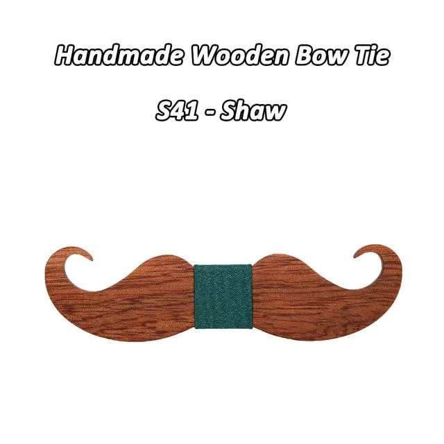 Novelty Style Mustache Old School Fashion Wood Butterfly Bowtie