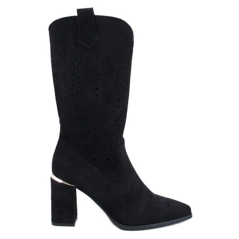 Openwork high-heeled boots Strokes Black