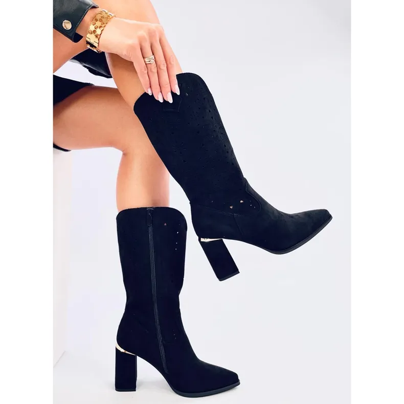 Openwork high-heeled boots Strokes Black