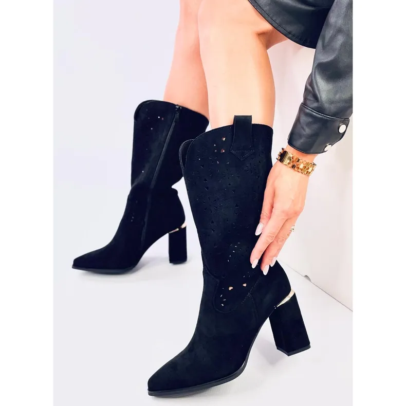 Openwork high-heeled boots Strokes Black