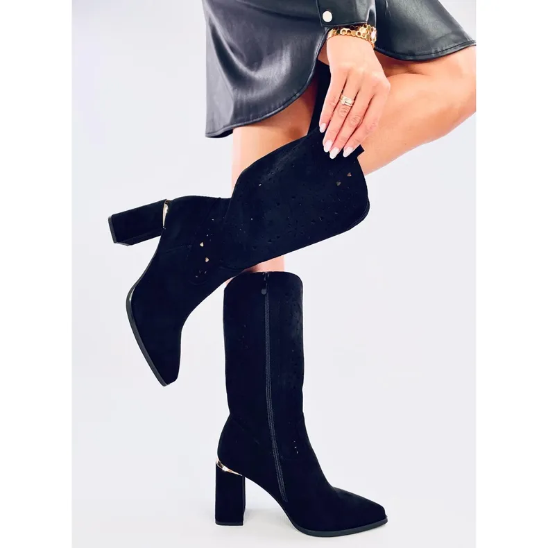 Openwork high-heeled boots Strokes Black