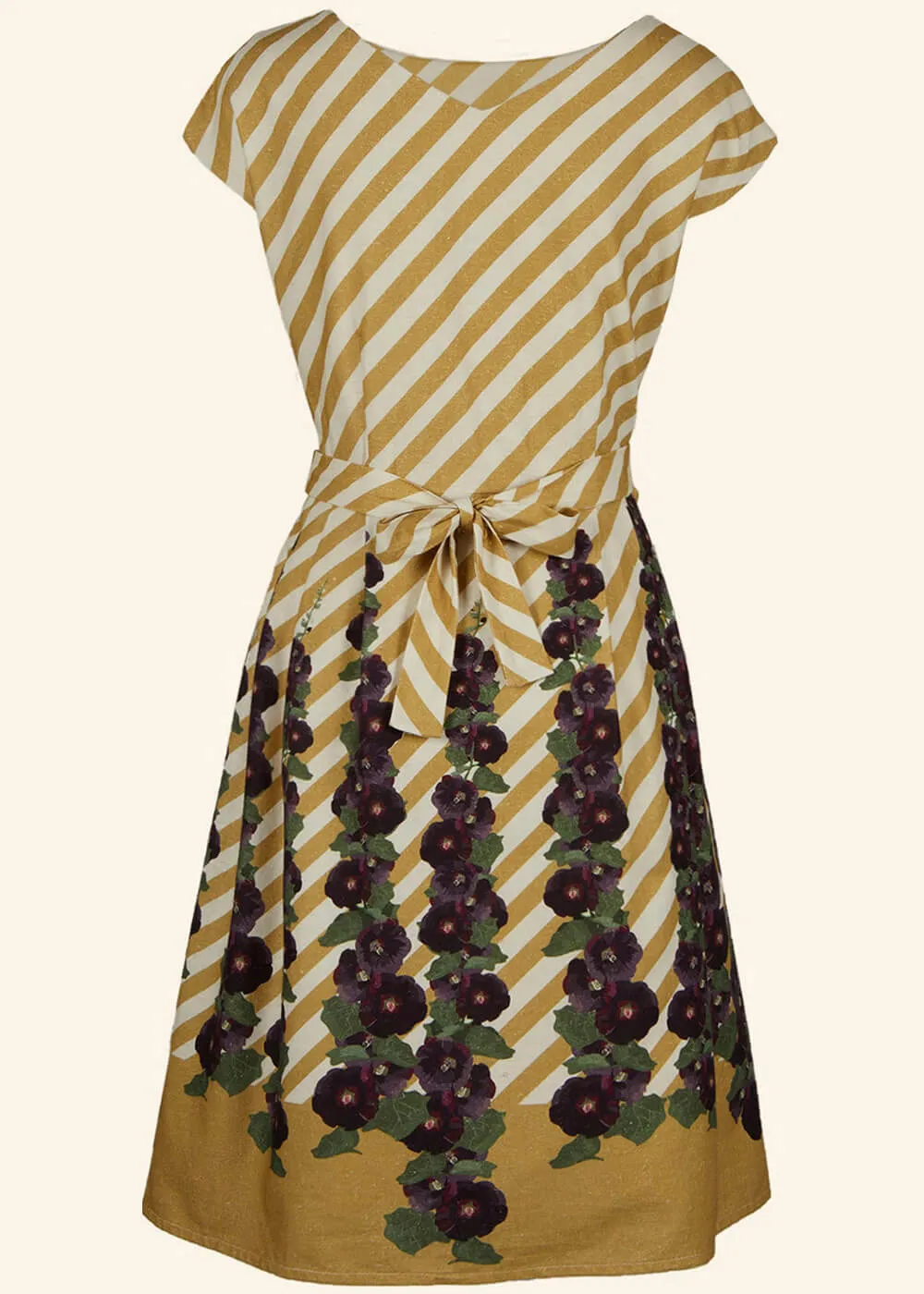 Palava Beatrice Hollyhocks 50's Swing Dress Mustard