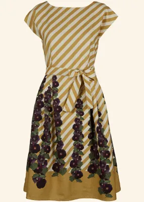 Palava Beatrice Hollyhocks 50's Swing Dress Mustard