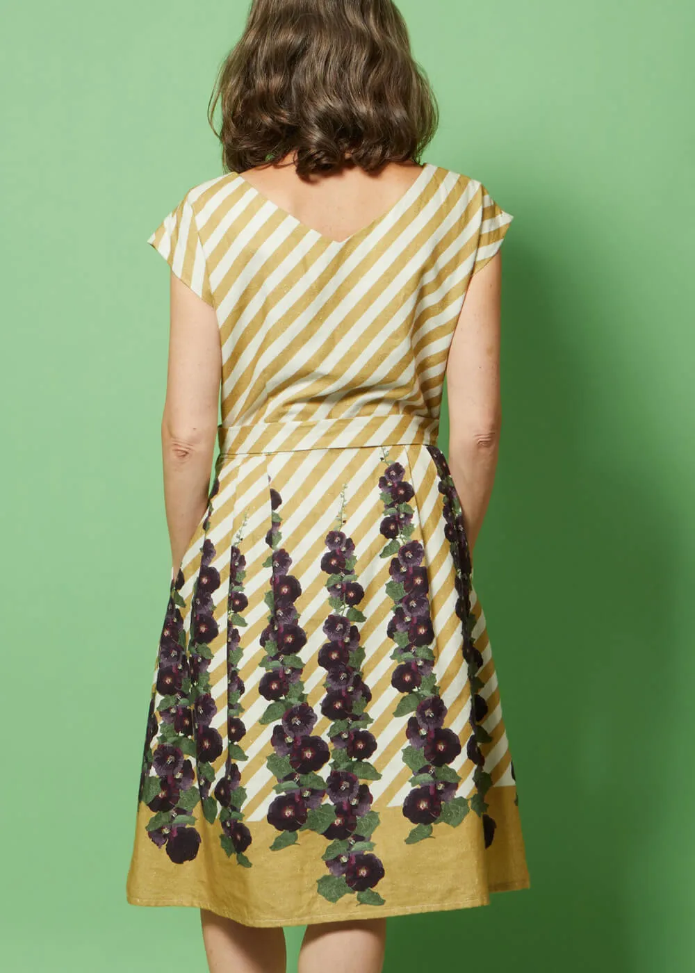 Palava Beatrice Hollyhocks 50's Swing Dress Mustard