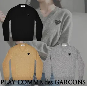 PLAY COMME des GARCONS  |Casual Style Unisex Wool Street Style V-Neck Long Sleeves