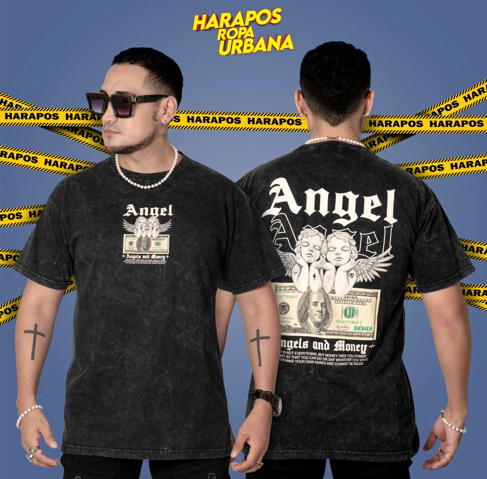 Polera galants angel dolar negra