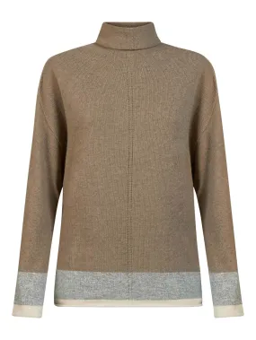 Pullover con collo a ciambella in Cashmere Blend - Fant. Pine Bark Mel.