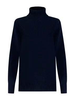 Pullover con collo roulè in Cashmere Blend - Notte