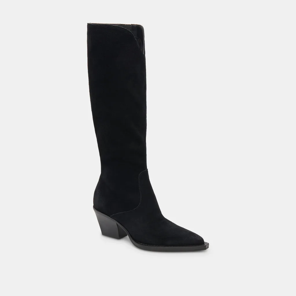 RAJ Wide Calf Boots Onyx Suede | Women's Onyx Suede Knee-High Boots– Dolce Vita 6943098830914