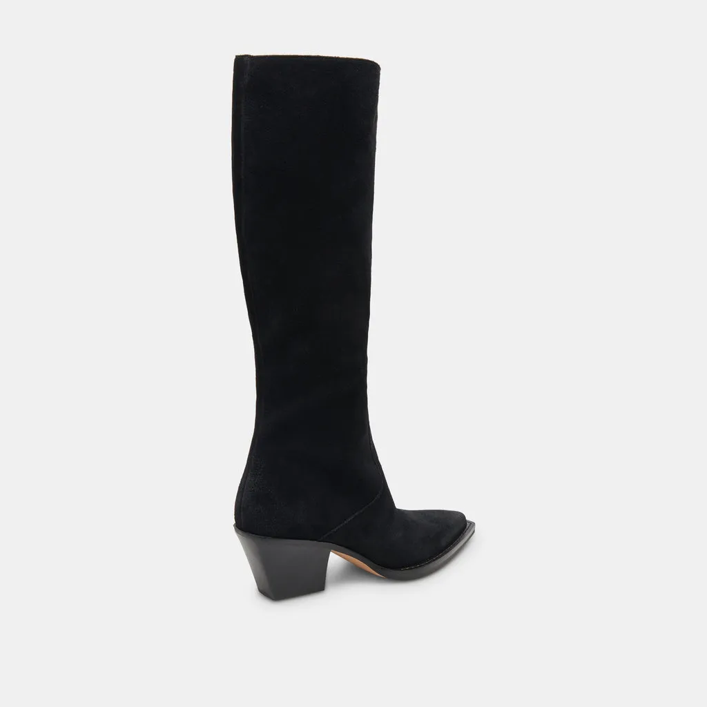 RAJ Wide Calf Boots Onyx Suede | Women's Onyx Suede Knee-High Boots– Dolce Vita 6943098830914