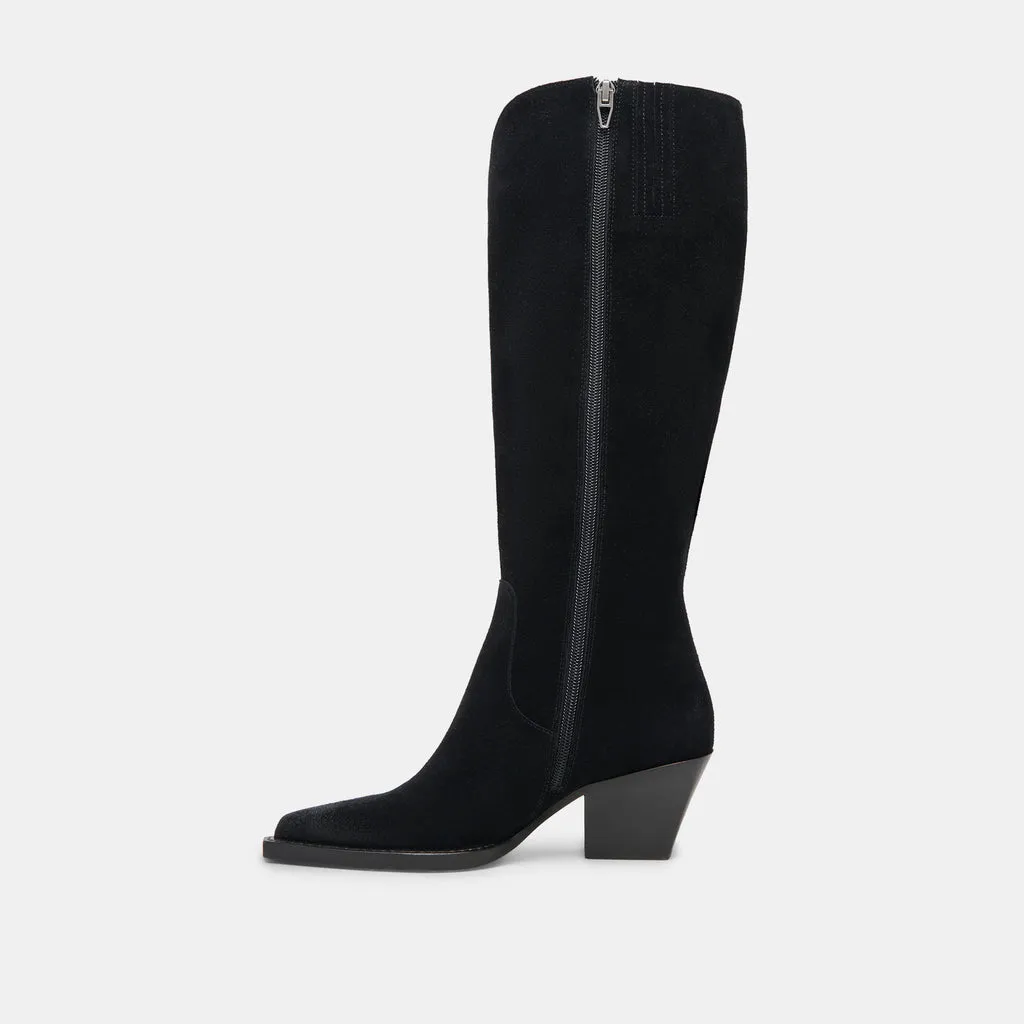 RAJ Wide Calf Boots Onyx Suede | Women's Onyx Suede Knee-High Boots– Dolce Vita 6943098830914