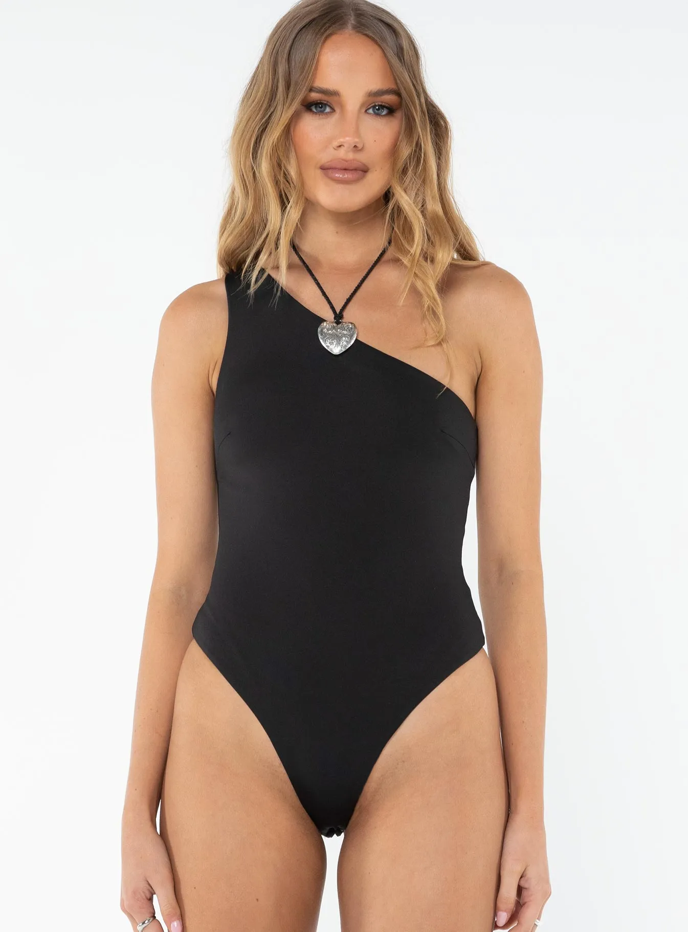 Ranski One Shoulder Bodysuit Black