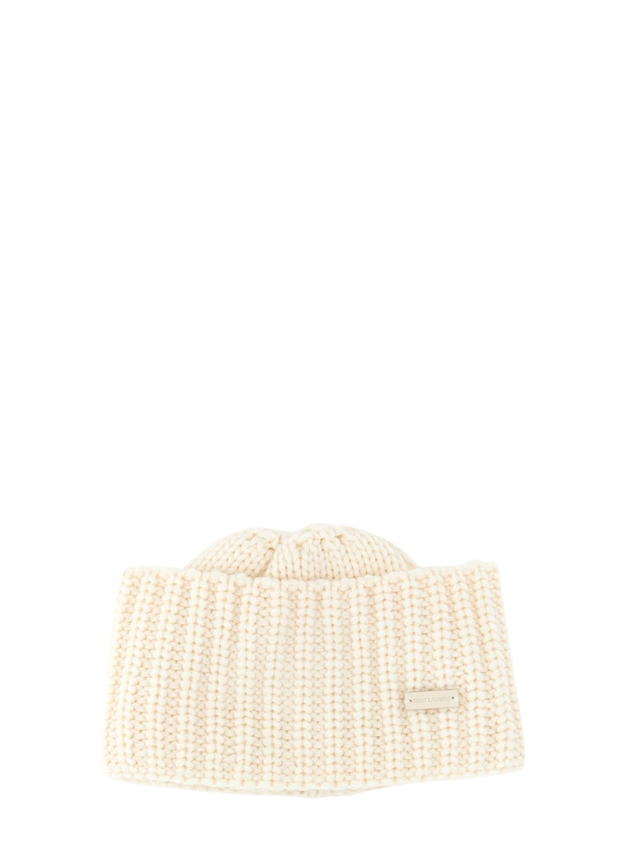 SAINT LAURENT    CASHMERE HAT WITH LOGO