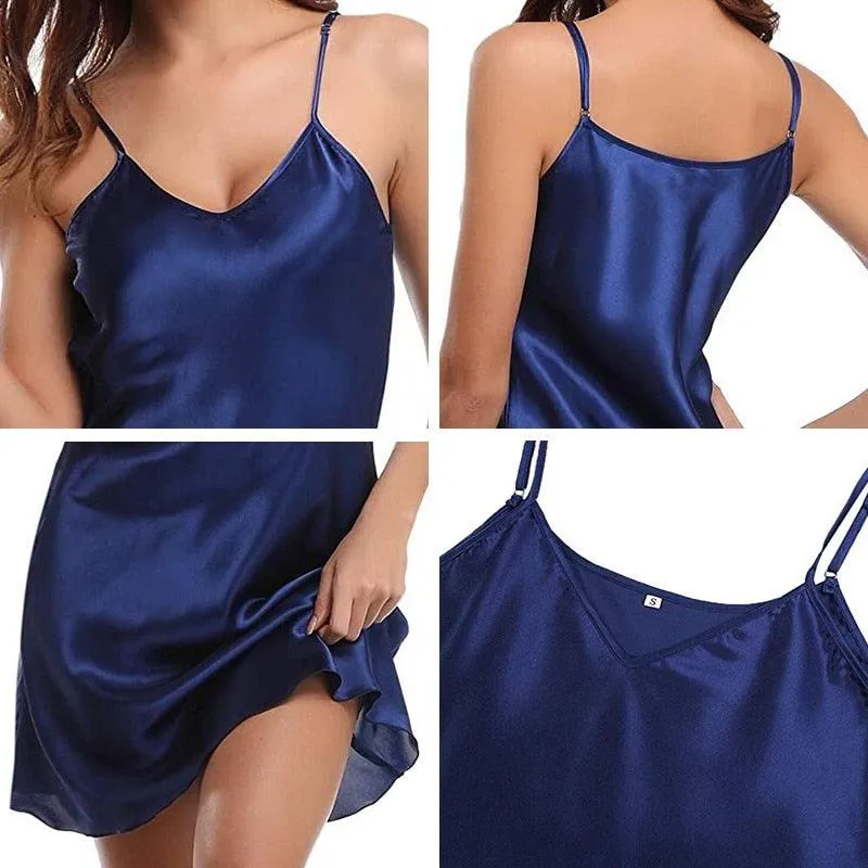 Satin Nightgown Lady Sexy Spaghetti Strap Night Dress