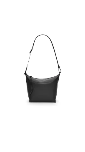 Small Cubi Crossbody Bag in Supple Smooth Calfskin and Jacquard - Black