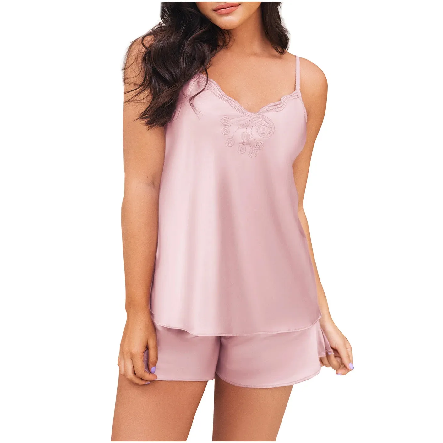 SONRYSE 379 | ROPA DE DORMIR DE SATIN PARA MUJER, DE DOS PIEZAS, BATAS DE SEDA CON DETALLES DE ENCAJE | CORTO Y SUPERIOR | USO D