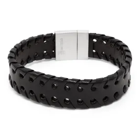 Stainless Steel Leather Bracelet Woven