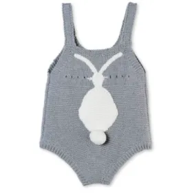 Stella McCartney Grey Cotton Bunny Romper: 3 Months