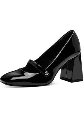 Tamaris Daisy Patent Leather 50's Sandals Pumps Black