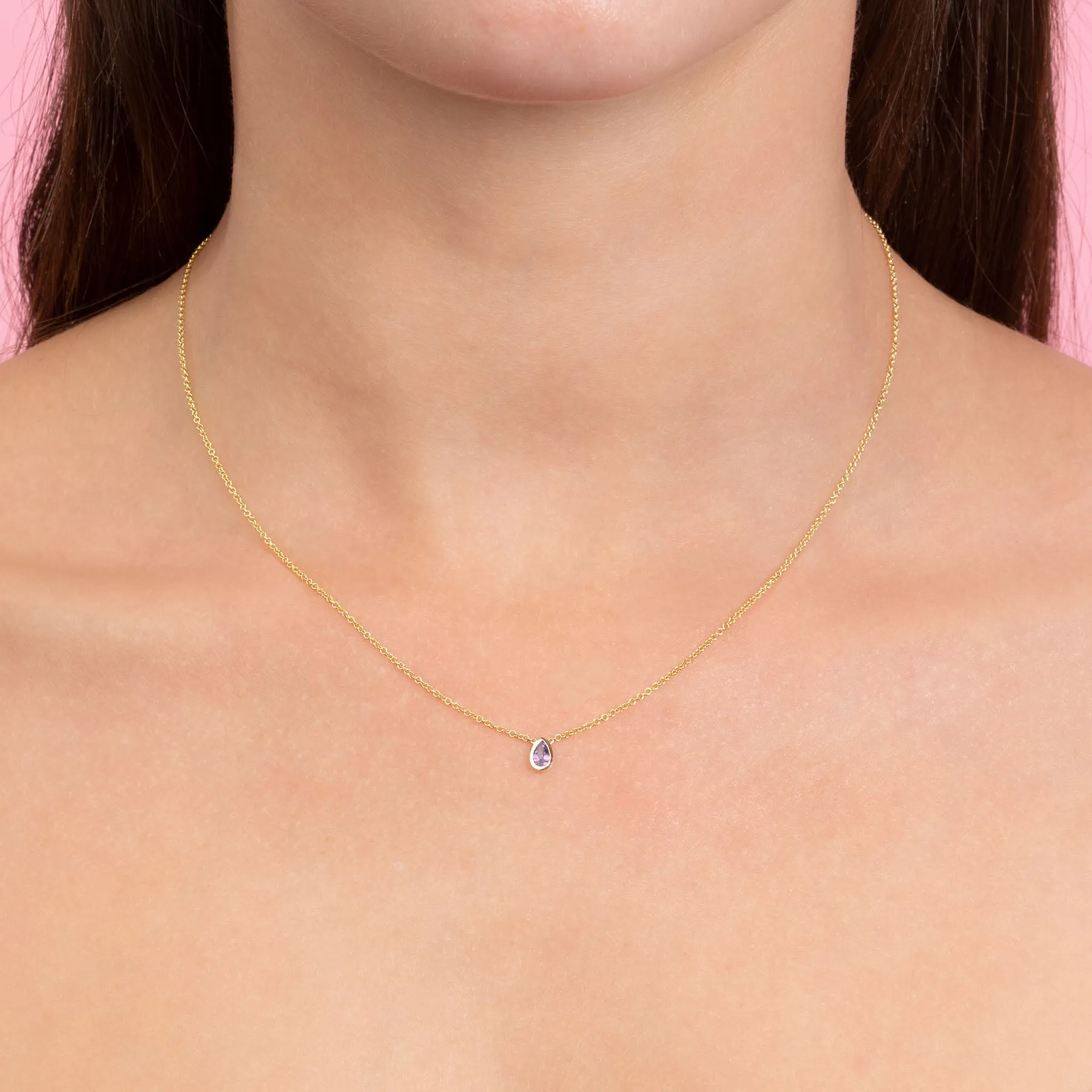 Teardrop Necklace - Tanzanite / 14k Yellow Gold