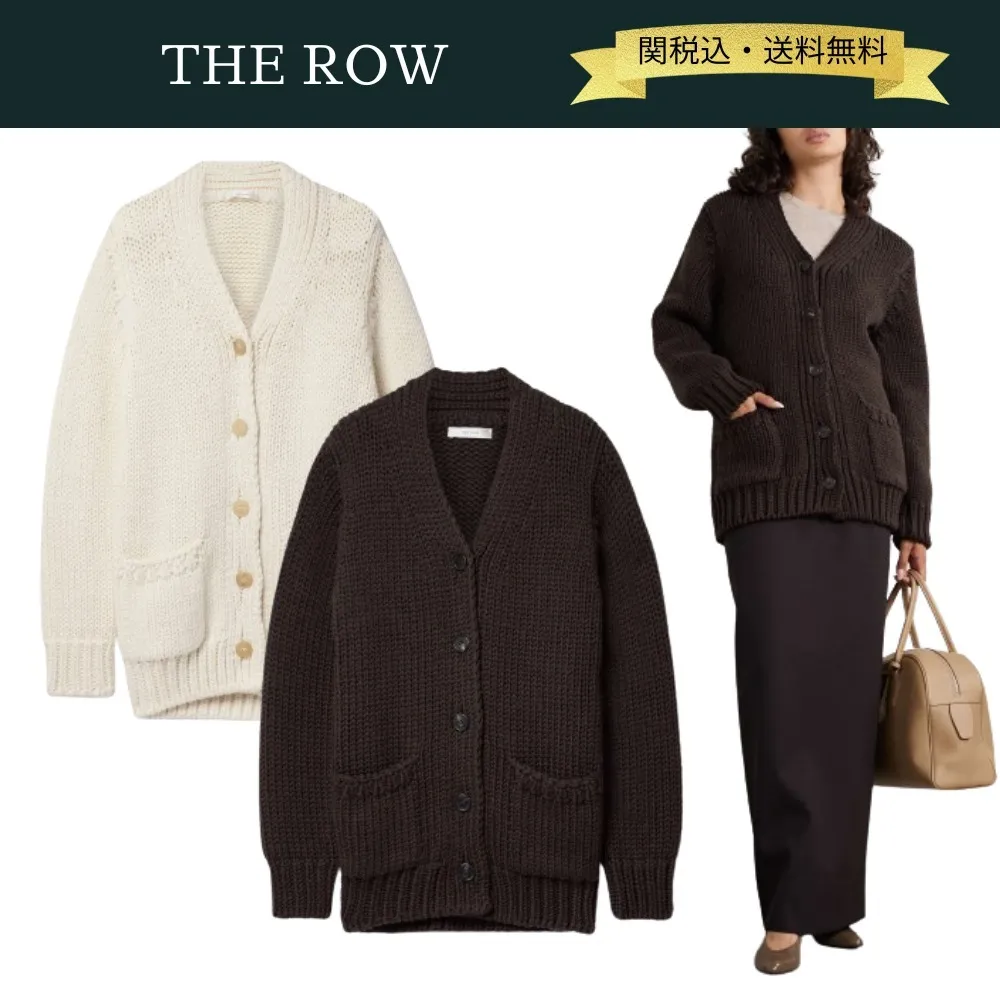 The Row  |Casual Style Wool Long Sleeves Plain Office Style Cardigans