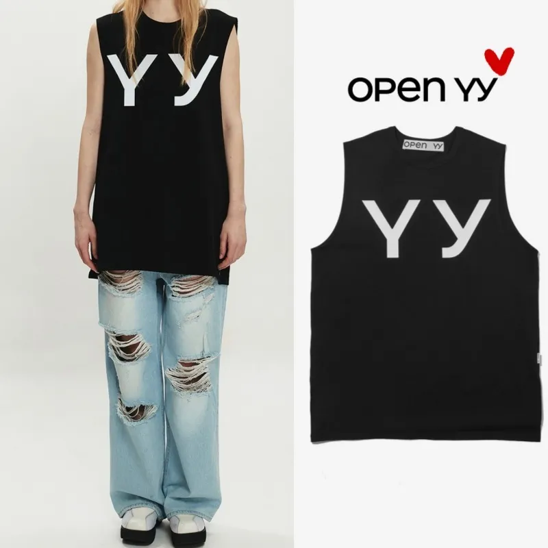 TheOpen Product  |Unisex Sleeveless Street Style Cotton Oversized Logo