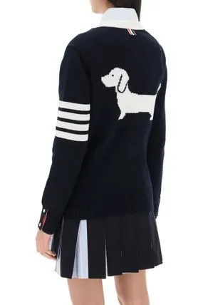 THOM BROWNE  |Casual Style Cotton Elegant Style Logo Cardigans