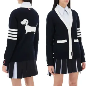 THOM BROWNE  |Casual Style Cotton Elegant Style Logo Cardigans