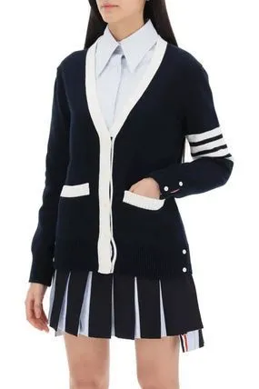 THOM BROWNE  |Casual Style Cotton Elegant Style Logo Cardigans