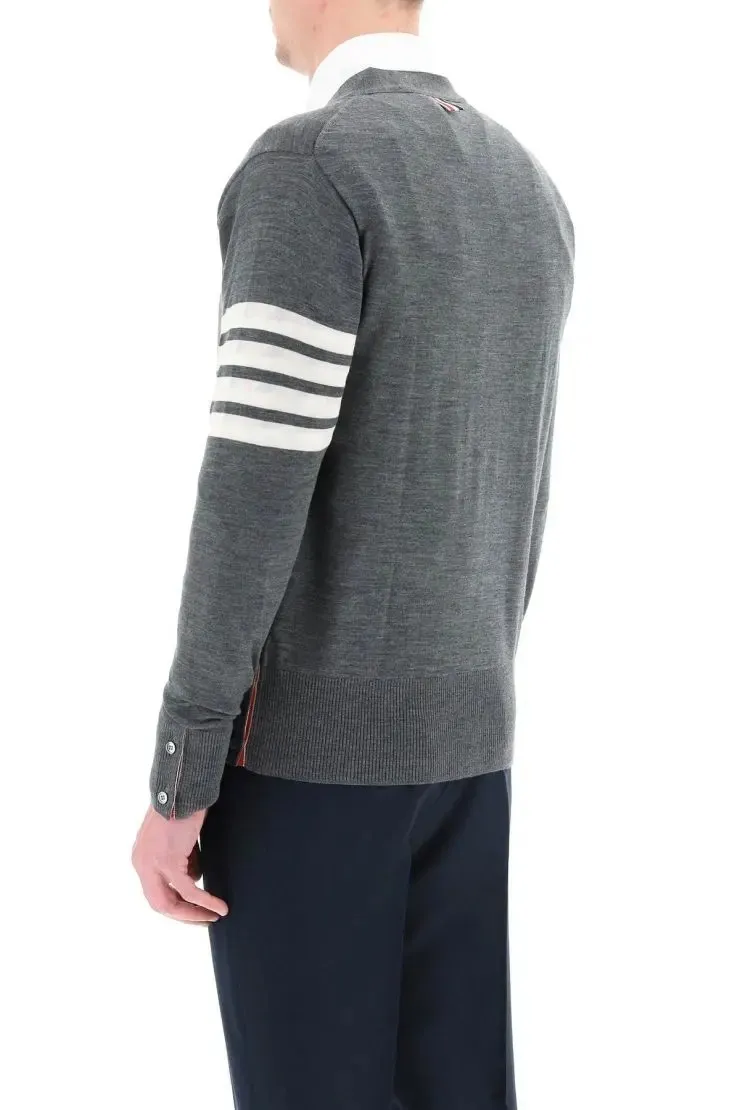 THOM BROWNE  |Stripes Wool Street Style Plain Logo Designers Cardigans