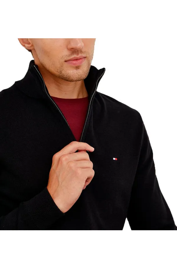 Tommy Hilfiger Cashmere Pima 1/4 Zip Black