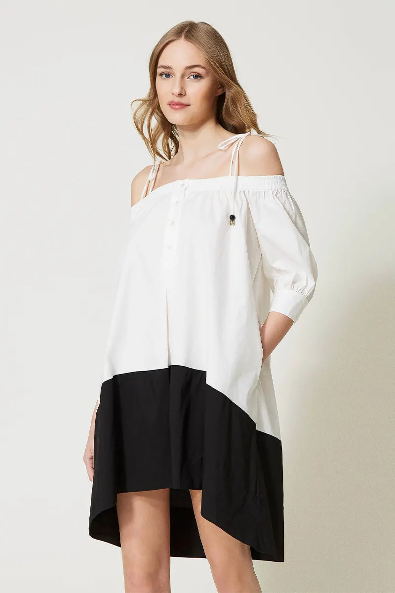 TWINSET | Abito corto off-shoulder bicolore