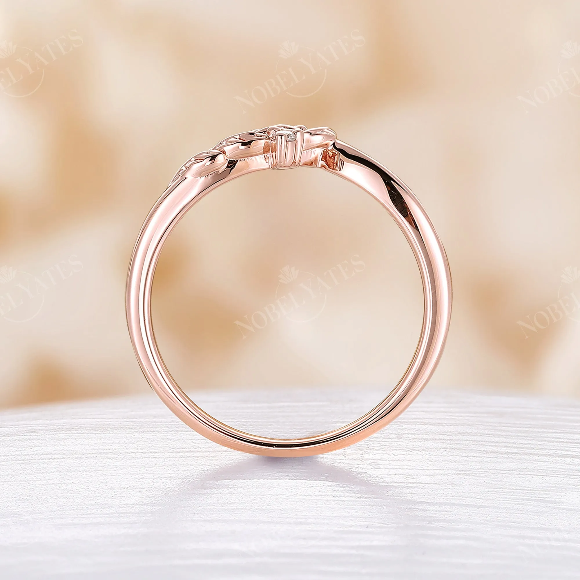 Unique Nature Leaves Diamond & Moissanite Curved Band