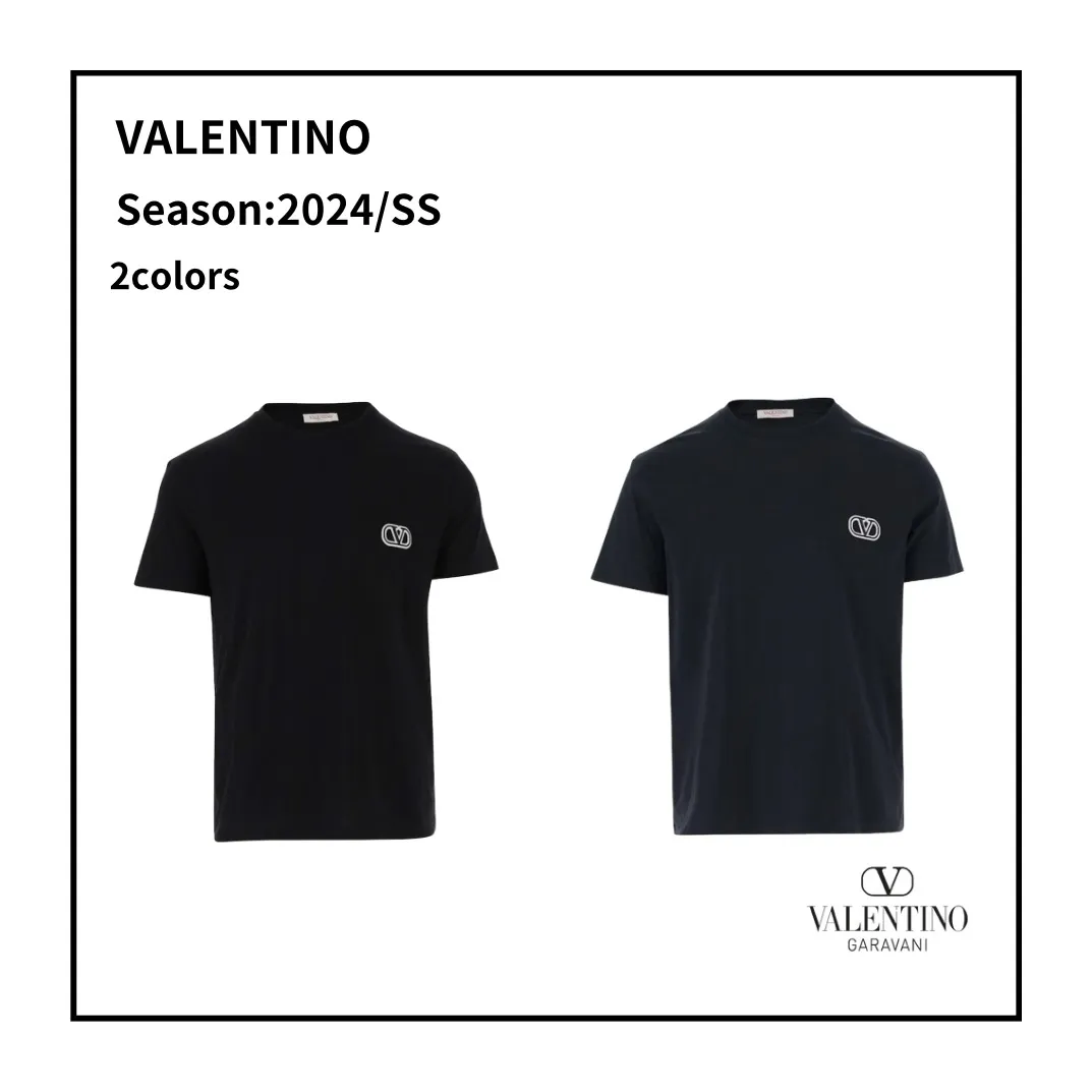 VALENTINO  |Crew Neck Unisex U-Neck Plain Cotton Short Sleeves Oversized