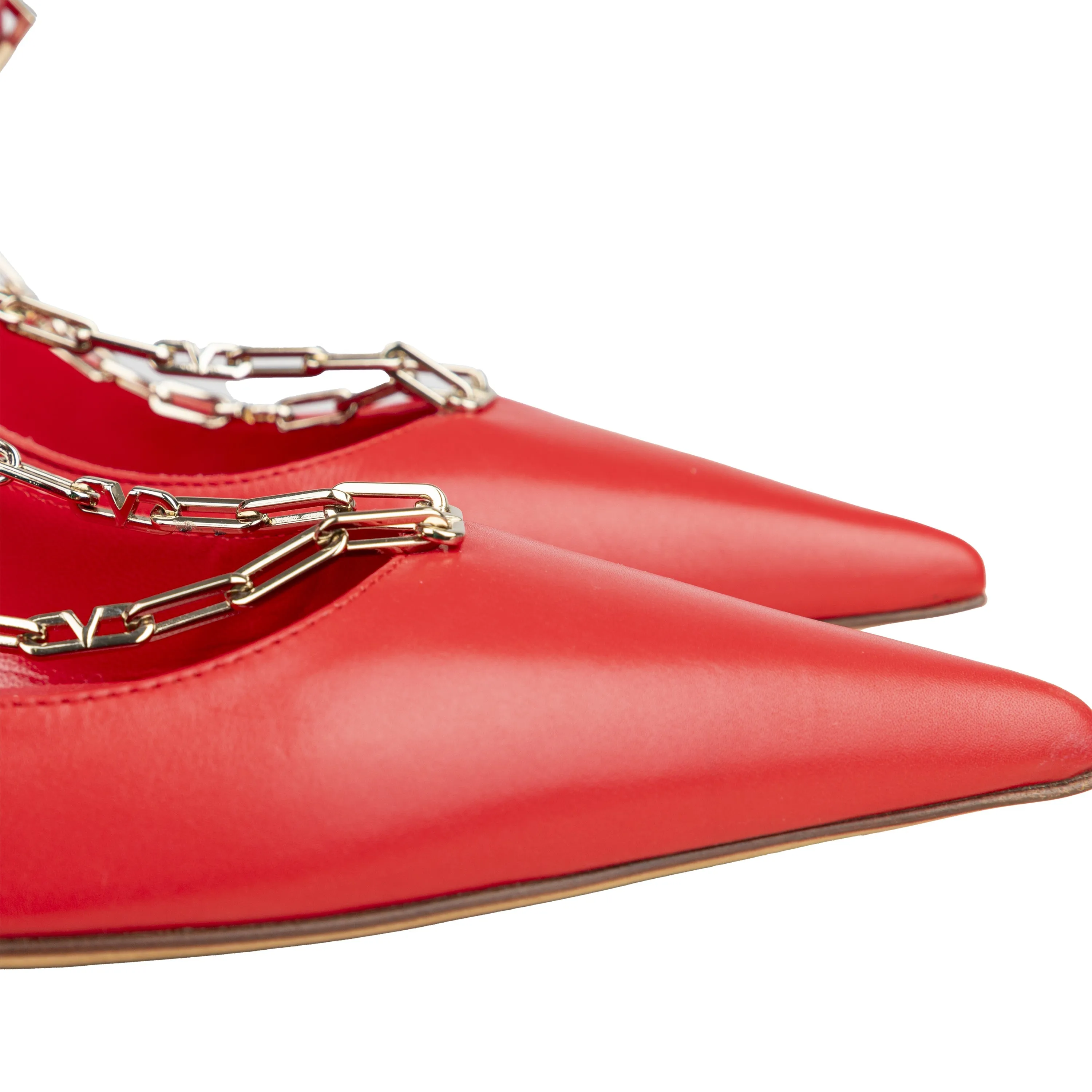 Valentino Rouge Chain Detail Ankle Strap Pumps  - '20s