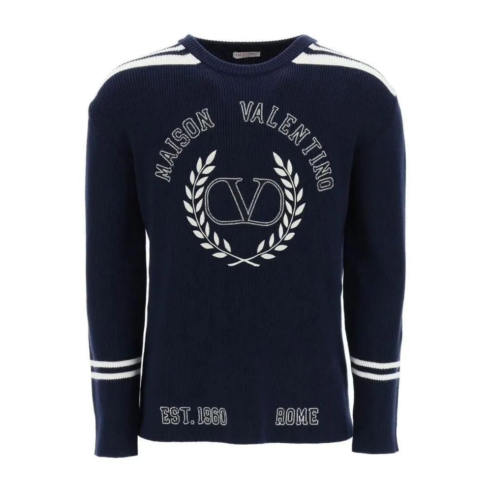 VALENTINO  |Wool Street Style Plain Cotton Logo Luxury Sweaters