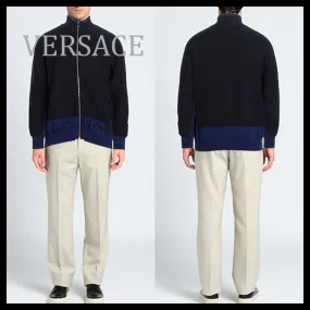 VERSACE  |Unisex Wool Cashmere Street Style Plain Logo Luxury