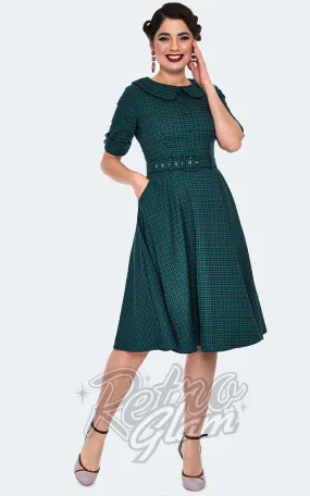 Voodoo Vixen Green Check Flare Dress - XL left only