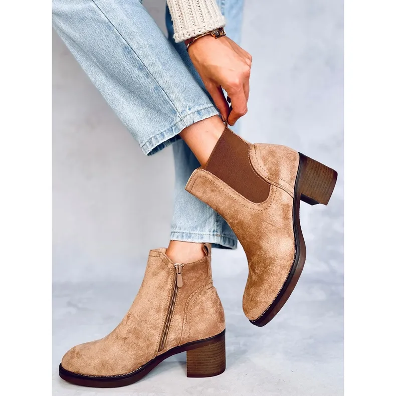 Wide-heeled boots Fill Beige