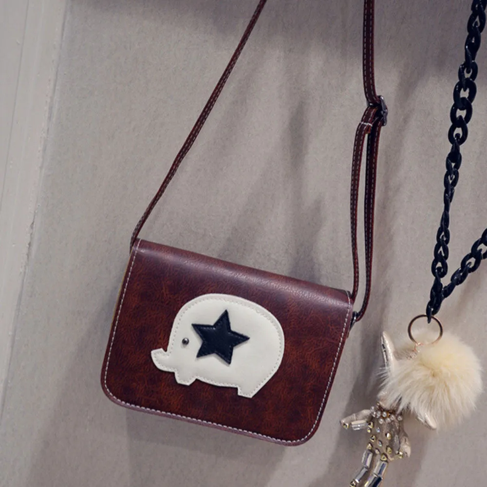 Women Messenger Bags Leather Star Elephant pattern Hbag Cross Body Single Shoulder Bag Clutch Purse Women's Bolsas