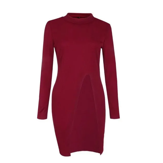 Women Sweater Splite Solid Warm Long Knitted Sweaters and Pullovers For Women Turtleneck Ladies Jumper #WY GS