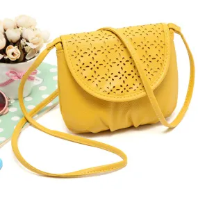 Women Yellow Leather Satchel Shoulder Bags Casual Cross Body Messenger Handbags &