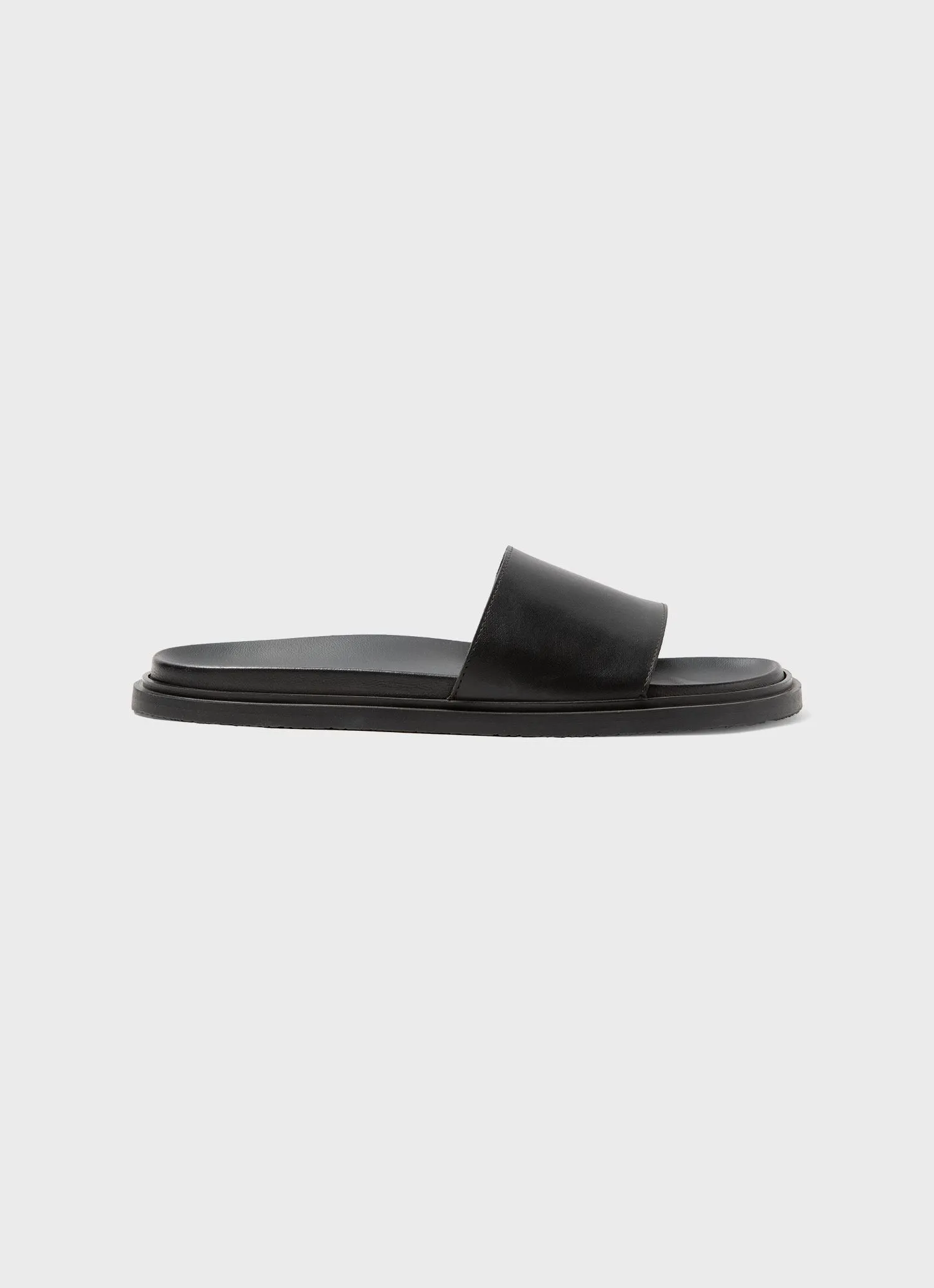 Women's Leather Slider in Black