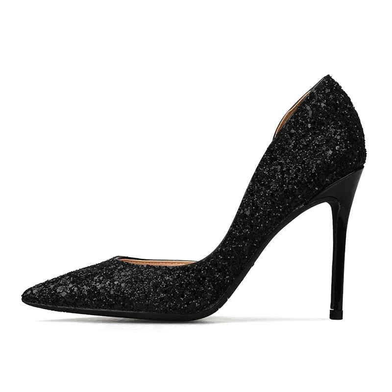 Women's Spring Autumn Bling Glitter Slip-On Party High Heel Pumps