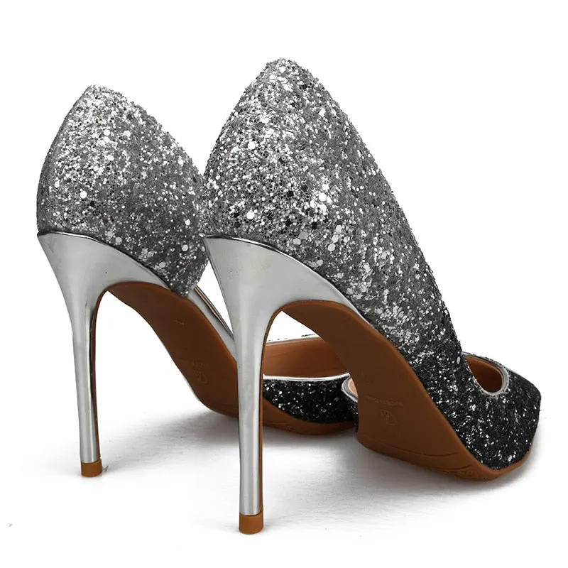 Women's Spring Autumn Bling Glitter Slip-On Party High Heel Pumps