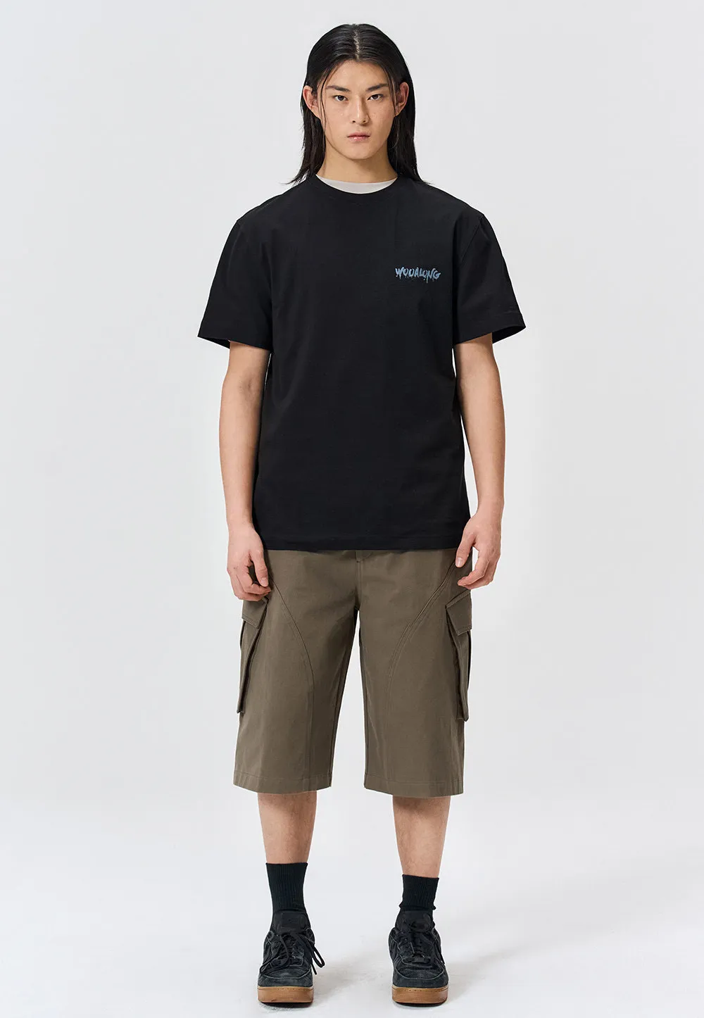 WOOALONG  |Crew Neck Unisex Street Style Plain Cotton Short Sleeves