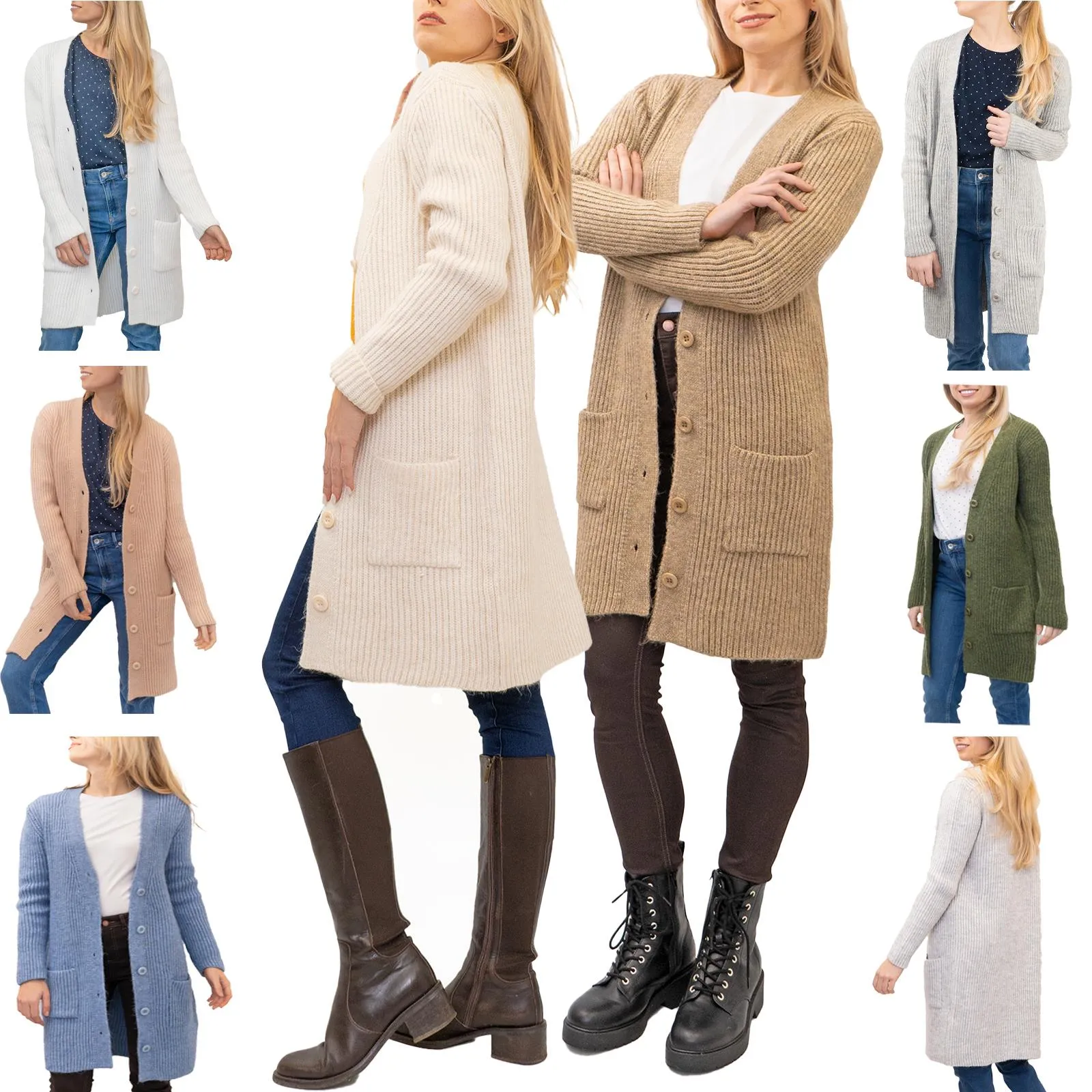 Wood Hill Longline Chunky Knit Cardigans in 8 Colours