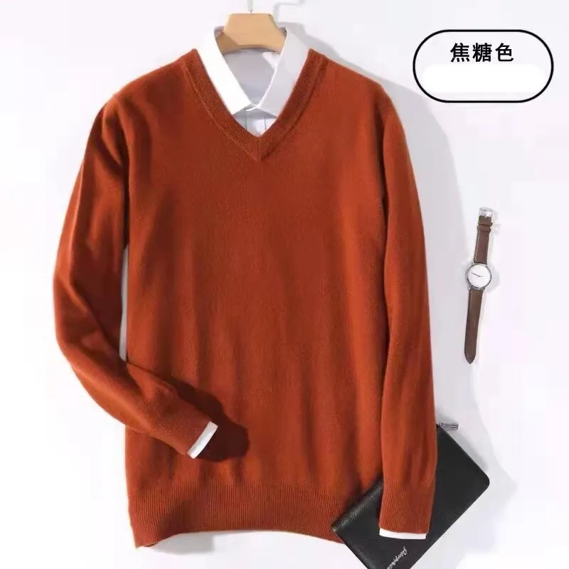 Xituodai Super 100% Cashmere Sweater Men Pullover 2022 Autumn Winter Warm Classic V-neck Sweaters Male Jumper Jersey Hombre Pull