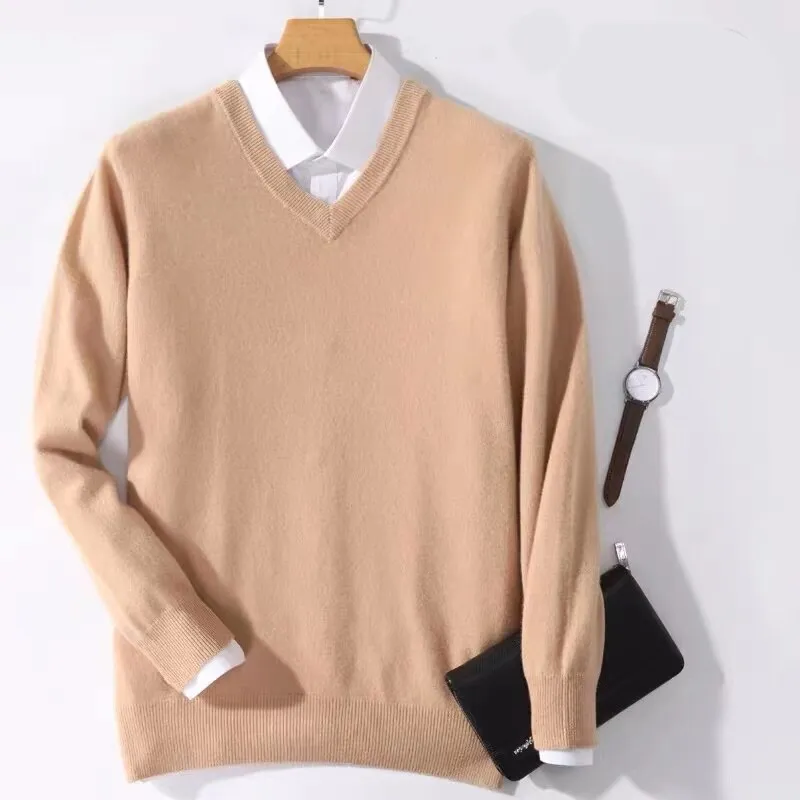 Xituodai Super 100% Cashmere Sweater Men Pullover 2022 Autumn Winter Warm Classic V-neck Sweaters Male Jumper Jersey Hombre Pull